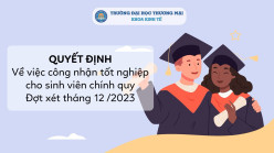 Quyết định công nhận tốt nghiệp cho sinh viên đại học chính quy khoá 56 và khoá cũ chuyên ngành Quản lý kinh tế